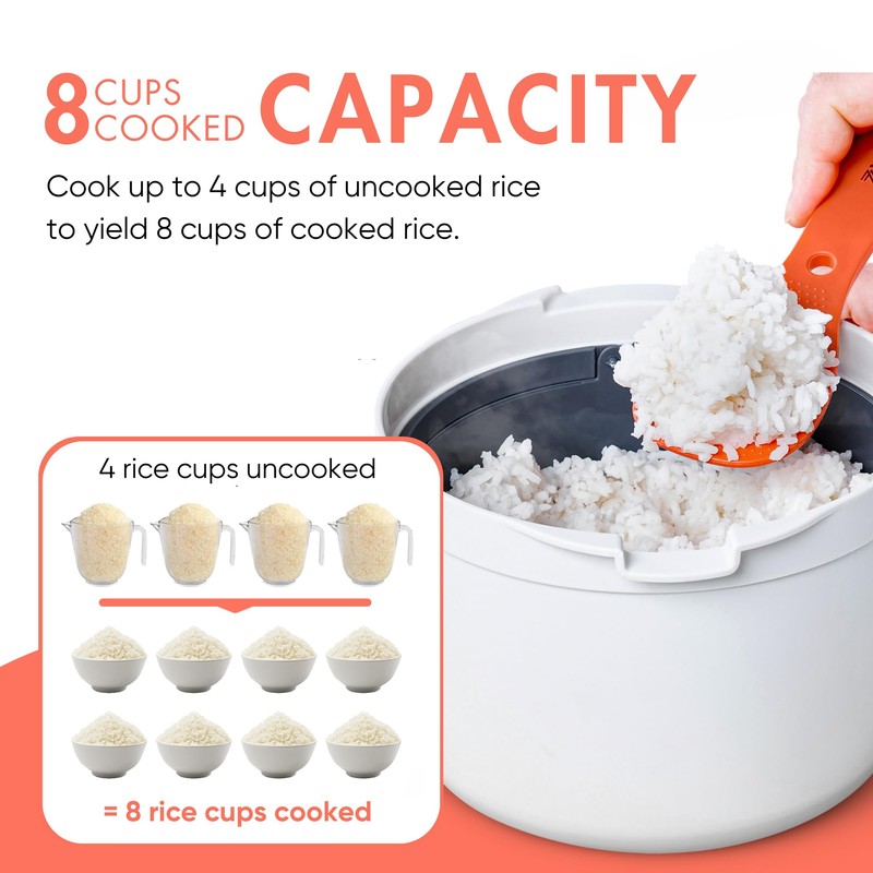 Zwippy Microwave Rice Cooker Steamer and Pasta Cooker with Strainer