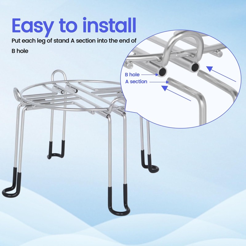 BOKKRALL Stainless Steel Detachable Stand 9'' Diameter 6'' Tall Fit