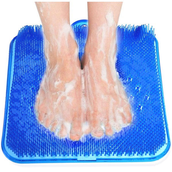 Newthinking Large Shower Foot Massager Scrubber, Foot Scrubber Mats with Non-Slip Suction Cups, Foot Massager Cleaner Brush for Foot Care, Shower or Bathtub (Blue)