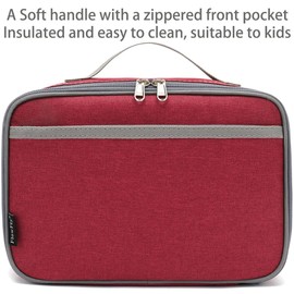 FlowFly Kids Lunch box Insulated Soft Bag Mini Cooler Back to School Thermal Meal Tote Kit for Girls, Boys,Women,Men, Deep Red