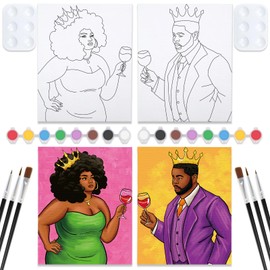 VOCHIC Date Night Couples Painting kit Pre Drawn Canvas for Adults 2 Pack 8x10in Couples Paint Party Kits Paint and Sip for Valentine's Day
