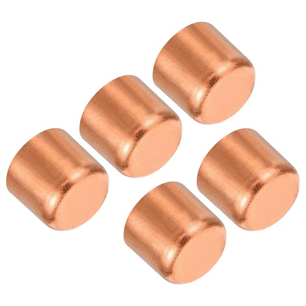 PATIKIL 1/2 Inch ID Copper Pipe End Cap, 5 Pack Copper Fitting Cap Sweat Plug Solder Connection for Plumbing HVAC Air Conditioner