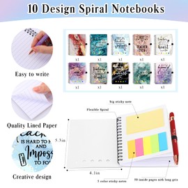 Kosiz Christmas Teacher Appreciation Gifts Inspirational Spiral Notebooks with Motivational Ballpoint Pens Thank You Journal Gift Touch Screen Ballpoint Pen for Teacher Xmas Gifts(10 Sets)