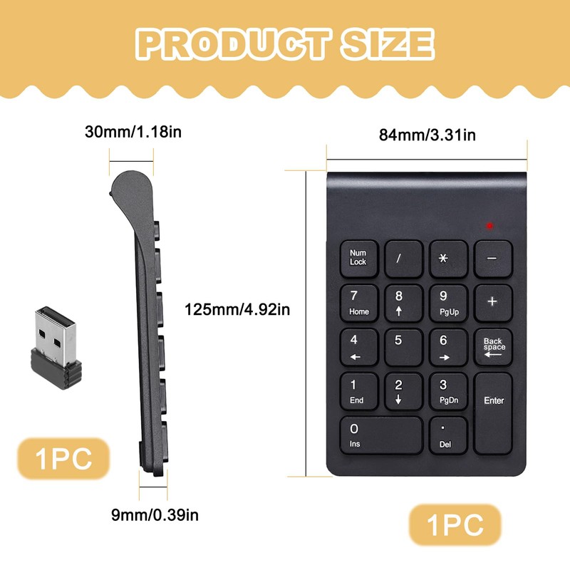 Quwem 18 Key Wireless Numeric Keypad, 2.4G Ultra-Thin Portable Number
