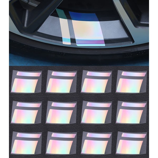 12 Pcs Wheel Rim Decal Stripes Car Reflective Stripe Stickers