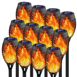 Swingers Solar Lights Outdoor,Solar Torch Lights with Flickering Flame,Waterproof Outdoor Garden Lights for Outside Patio Pathway Yard Decorations(12, Yellow)