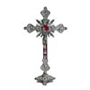 Jesus Christ on Cross Silver Tone Standing Crucifix with Base,
