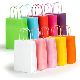 Kesote 20 Bolsas de Papel con Asas para Caramelos Bolsas de Papel para Regalos de Fiestas o Navidad 10 Colores
