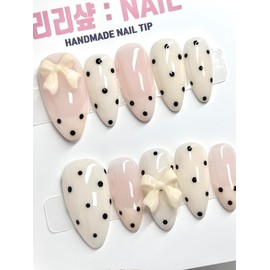 Cream puff handmade nail tips - Stiletto / 슈크림동산 수제네일팁 - 스텔레토