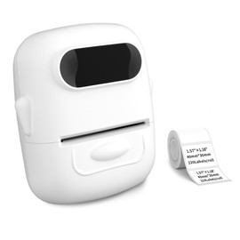 Barcode Label Printer P50 Portable Bluetooth Thermal Mini Label Maker Printer Apply to Labeling, Cable, Retail, Small Business, Sticker Printer for Phones & PC, Easy to Use for Office & Home-White