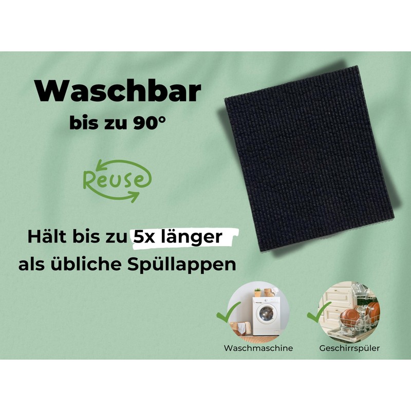 Grünschloss Dish Cloths Black (5X) Swedish Dish Cloths Washable -