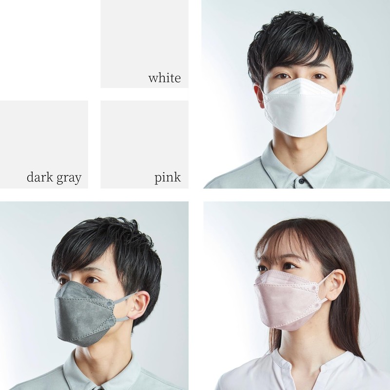 KF94 Mask, 4-Layer Non-woven Mask (20 Pieces), Dark Gray, Spacious