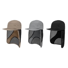 Clakllie Flat Brim Baseball Cap with Neck Flap Quick Dry Hats 5 Panel Style Sun Protection Hat Outdoor Sun Hats,Black