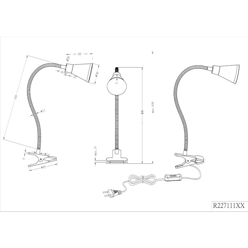 Clamp Lamp Funnel LED Black