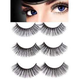 Moyishi 3D Handmade Soft False Lashes Mink Luxurious Fluffy Messy Cross 3 Pairs (3D33)