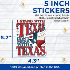 (2 Pack) Don't Mess with Texas Bumper Sticker - Texan Pride - Texas Proud - 5 Inches - Durable and Weatherproof - for Cars Trucks SUVs - Made in USA