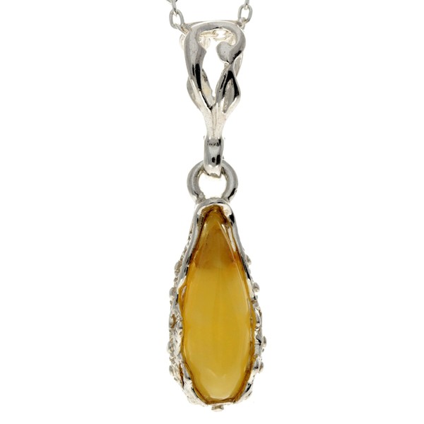G233 Baltic Amber Sterling Silver Pendant without Chain, Sterling Silver,