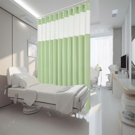 Cniuyhi Inherent Flame Retardant Hospital Curtains, Cubicle Medical Grommet Curtains for Room Divider, School Nursery, Hospital(1 Panel, Green, 15x8ft)