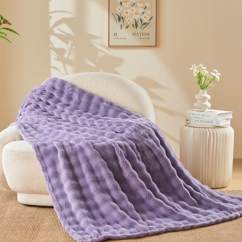 NEWCOSPLAY Throw Blanket for Couch Lavender Super Soft Flannel Fleece