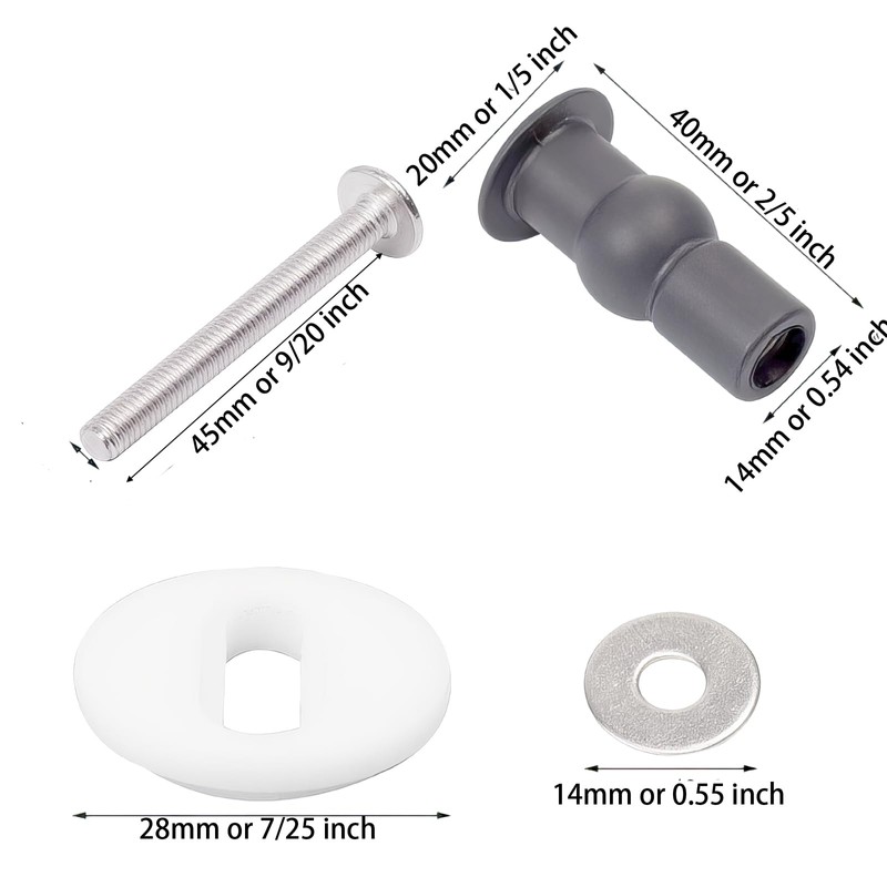4 Pack Toilet Seat Hinge Bolt Screws Kit - Universal