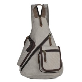 KL928 Canvas Sling Bag Men and Women, Crossbody Chest Bag, Shoulder Backpack, Shoulder Bag, Shoulder Slingbag for Men and Women, Leaden