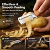 2Pcs Vegetable Peeler with Wooden Handle, Odor-Free Stainless Steel Multi
