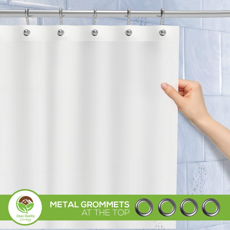Clean Healthy Living Heavy Duty PEVA White Shower Curtain Liner