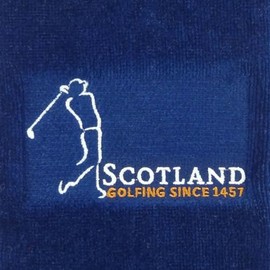 BRAW CLANS TARTANS 100% Cotton Golf Towel - Embroidered Golfing Since 1457, Masters Golf Quality Bag Towel in Blue Color, Scottish Tradition, Ball Cleaning, Carabiner Clip