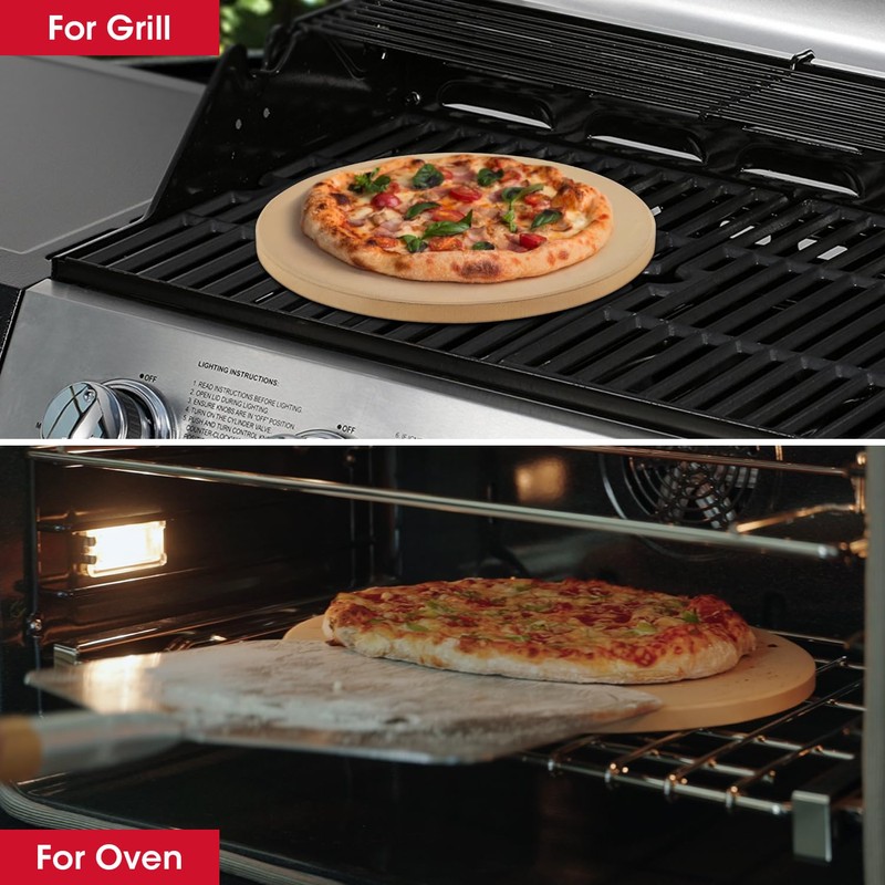Unicook 12 Inch Round Pizza Stone, Heavy Duty Cordierite Bread