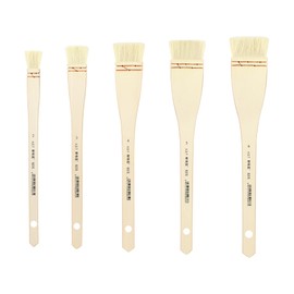 XDT Hake Artist Paint Brush 5 Piece Set #1.29in#1.73in#2.16in#2.36in#2.75in, Premium Soft White Goat Watercolor Long Handle, Acrylic Oil Watercolor