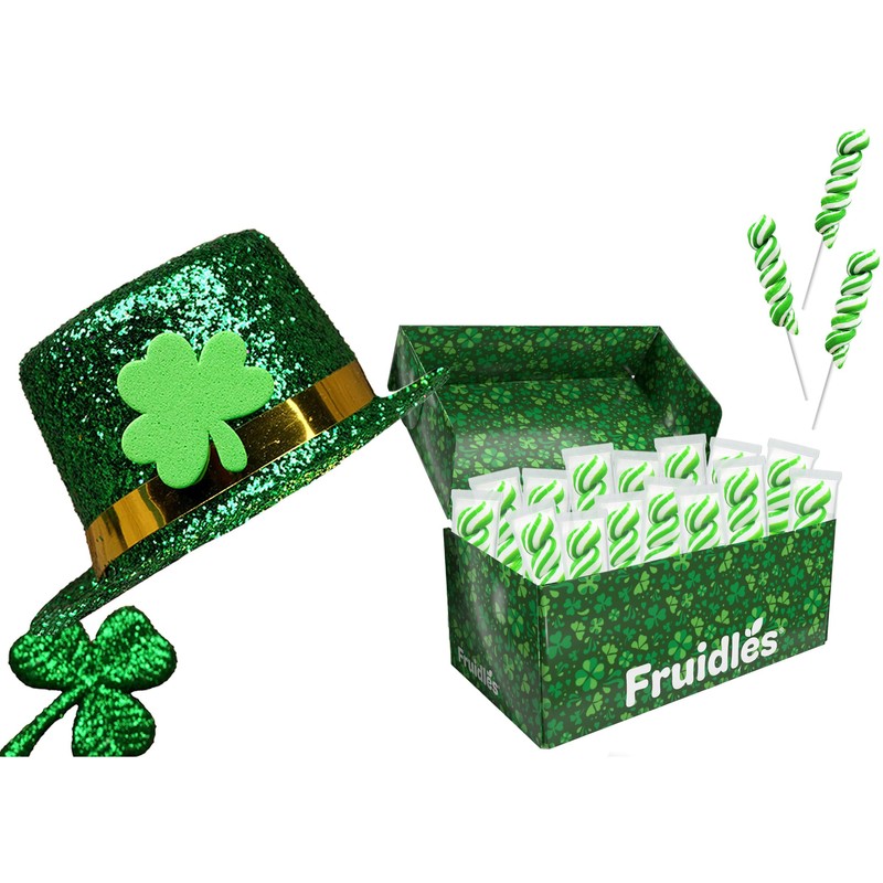 Fruidles St. Patrick's Day Twist Lollipops, Party Favor Box, Individually