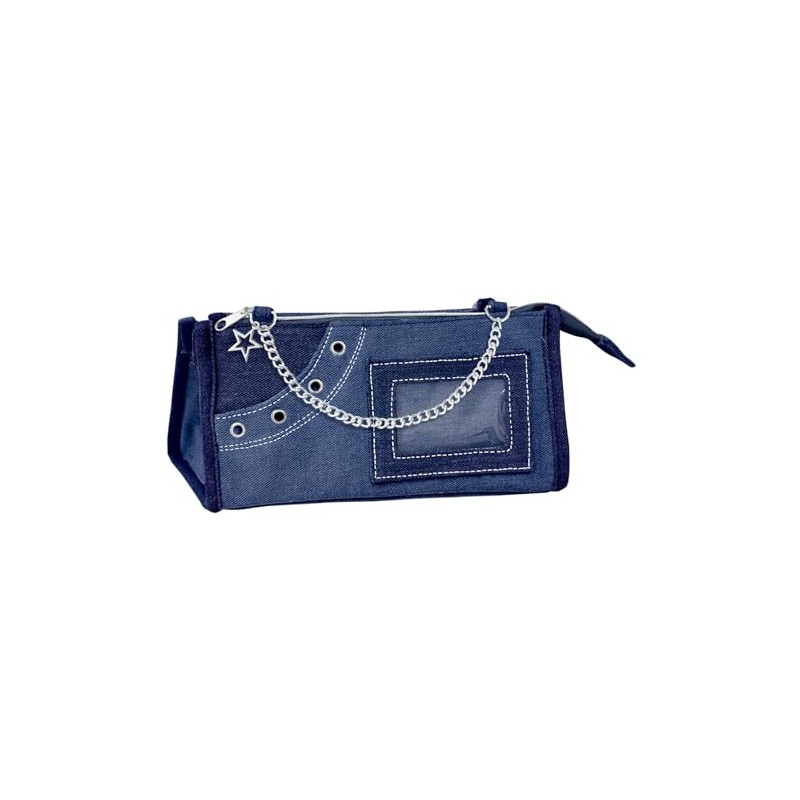 Q-LiA Cool Navy Pen Case, Coolier Pen Pouch, Fancy Denim