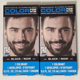Color For Him SET OF 2 Color For Him Mens Facial Hair Dye Black Mustache Beard Brush In