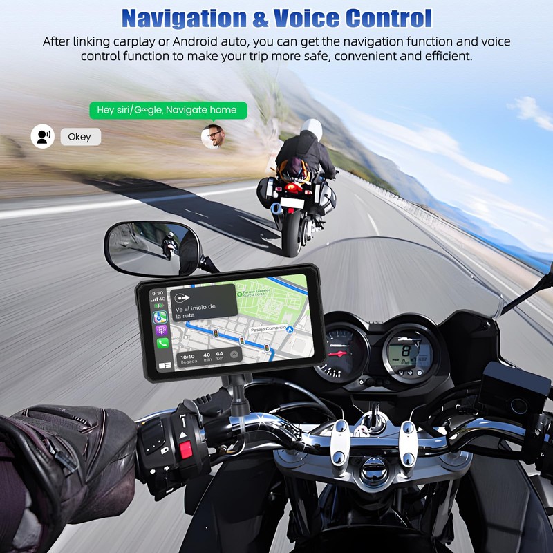 CAMECHO 6 Inch Wireless Motorcycle Carplay Android Car, IP68 Waterproof