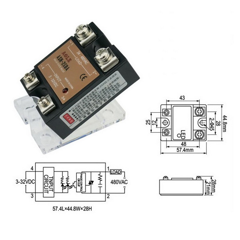 WerFamily SSR Solid State Relay SSR-25DA DC-AC 3-32V DC /
