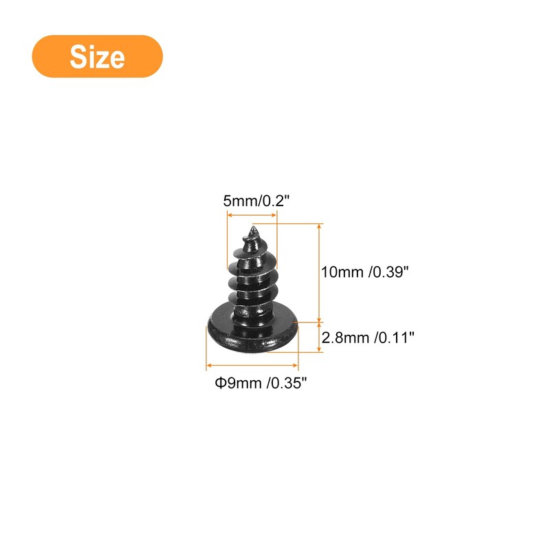 sourcing map 5mm x 10mm Phillips Pan Head Self-tapping Screw,