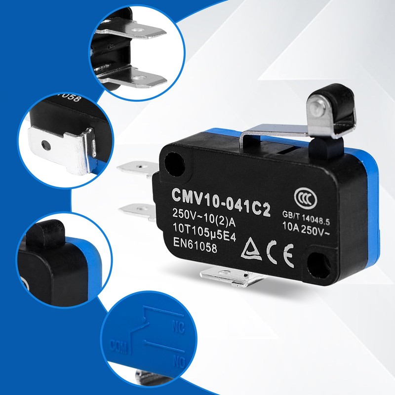 DewinLVD Pack of 10 Micro Limit Switch, Mini Micro Switch,