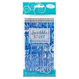 RoseArt Scribble Stuff Fashion Pencil Pack, Fun Blue Marble Edition, Unsharpened Back To School, 12 Count