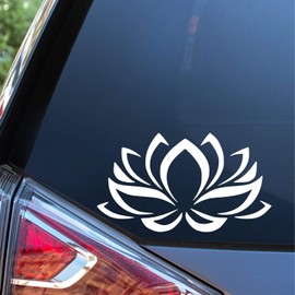 Sunset Graphics & Decals Lotus Flower Decal Vinyl Car Sticker Floral | Cars Trucks Vans Walls Laptop | White | 4.75 inches | SGD000073