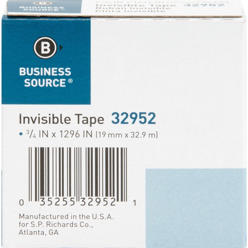 32952 Business Source Invisible Tape Dispenser Refill Roll Clear 1/Roll
