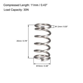 TOP-VIGOR 10Pcs Compression Spring, 20mm OD,1.2mm Wire Size,20mm Free Length Dual Extended Durable Dual Hook Tension Spring for Furniture Screen Doors Repair Projects