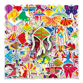 50 Pcs Kawaii Kite Vinyl Stickers,Kite Graffiti Stickers,Vinyl Waterproof Sticker for Kids Teens Girls,for Phone Laptop Bottles Skateboard Computer Phone Luggage Guitar Gifts Sticker