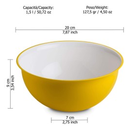 OMADA Design 3 x Antibacterial Bowls 1.5 Litre Plastic Shatterproof Dishwasher Safe Sanaliving Line