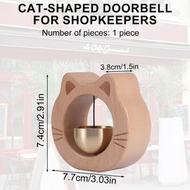 Shopkeepers Bell, Cat Shape Wooden Magnetic Wind Chime Doorbell Decoration for Business Entrance Aura Shop Door Opening Home Garden Unique Housewarming Gift
