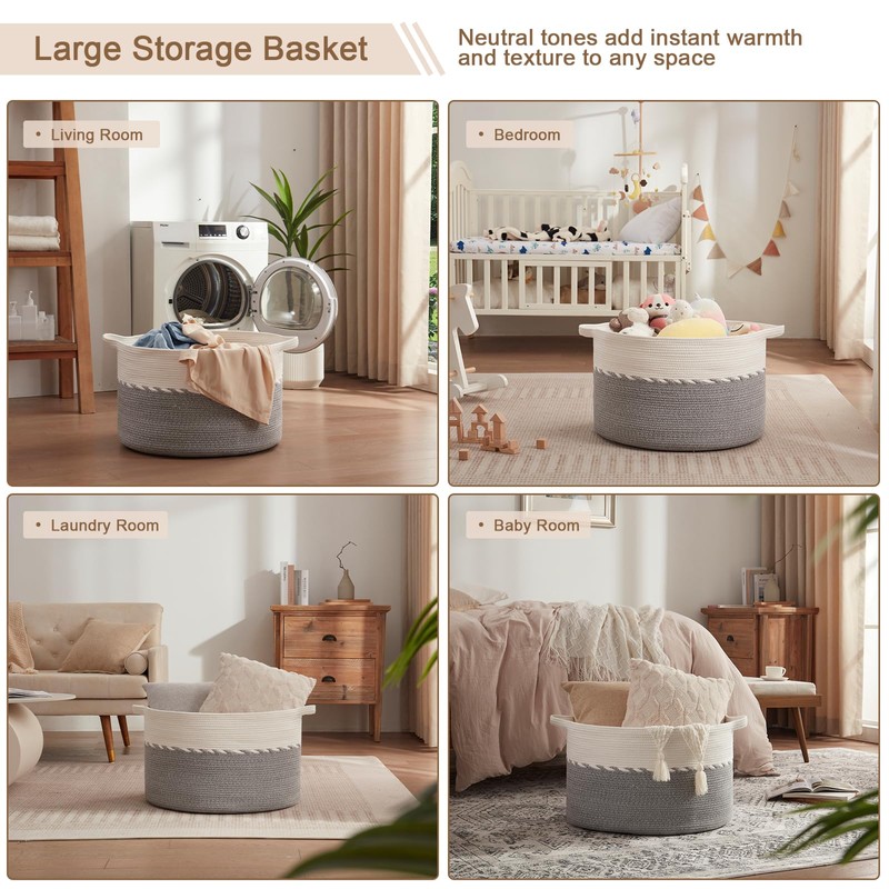 OIAHOMY 125L Extra Large Blanket Basket, 25" x 16", Jumbo