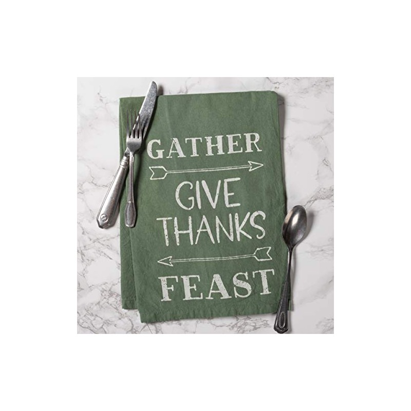 Primitives by Kathy Cotton Dish Towel, 28 x 28-Inch, Gather-Give