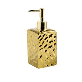 Gelory Hand Soap Dispenser, Gold Soap Dispenser, Ceramic Soap Dispensers for Bathroom, Kitchen, Countertop (Square Gold)