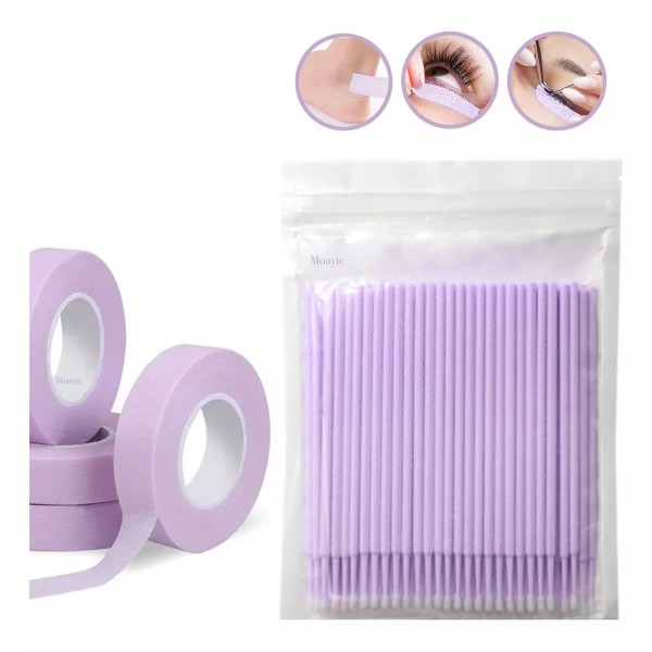 Mouyic 300 Microbrush Extensiones De Pestañas + 2 Cinta Micropore