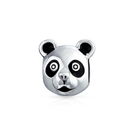 Two Tone Bear Face Zoo Animal Koala Panda Charm Bead For Tween Women .925 Sterling Silver Fits European Bracelet