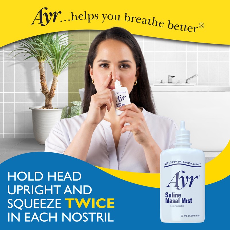 Ayr Saline Nasal Mist, 1.69 Fl Oz (Pack of 6)